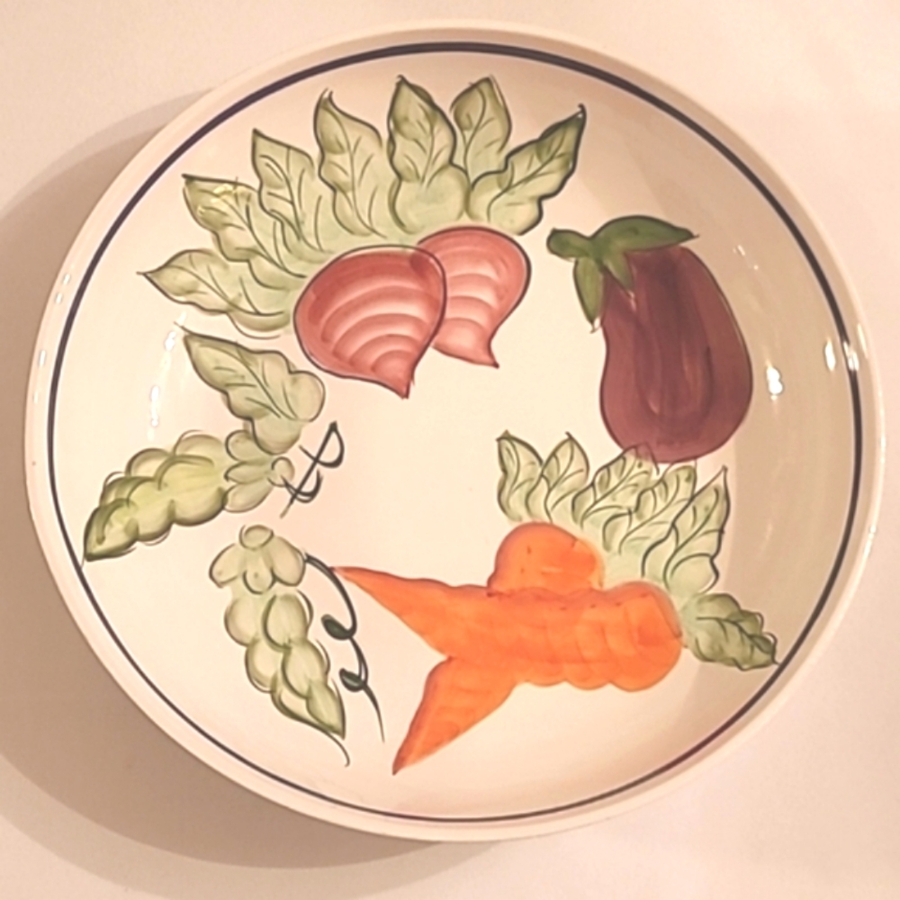 Rare Vintage Bon Appétit Large Pasta/Salad Serving Bowl, Vegetable Motif